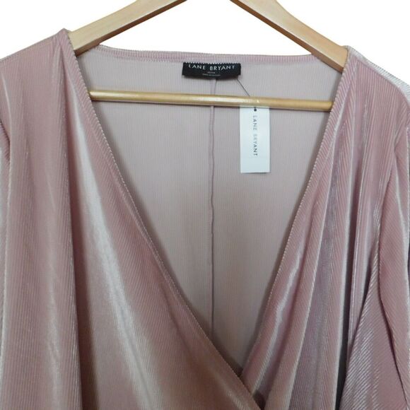 NEW Lane Bryant‎ Blouse Top Sz 22/24 Wrap Velvet Long Sleeves Party Formal - Picture 4 of 6